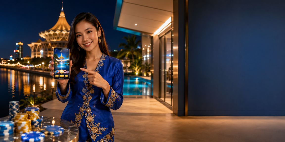 Pemain berbaju kurung menggunakan aplikasi kasino VIP di Kuching